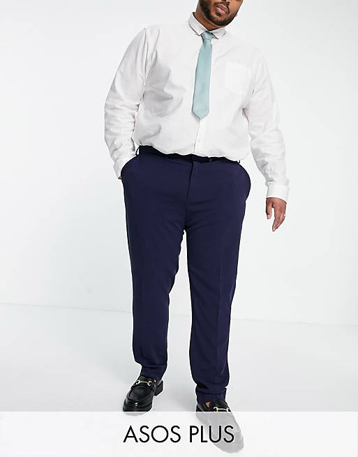 ASOS DESIGN Plus - Pantaloni da abito super skinny elasticizzati in quattro direzioni blu navy