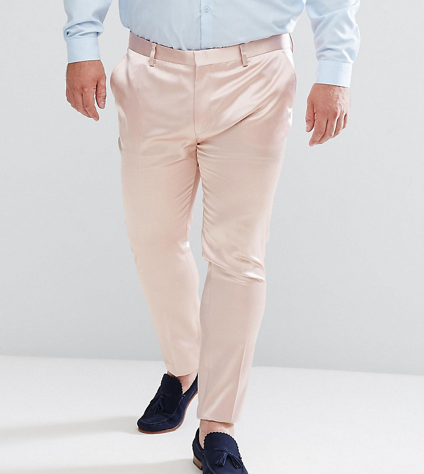 ASOS DESIGN PLUS - Pantaloni super skinny eleganti in rasatello rosa chiaro