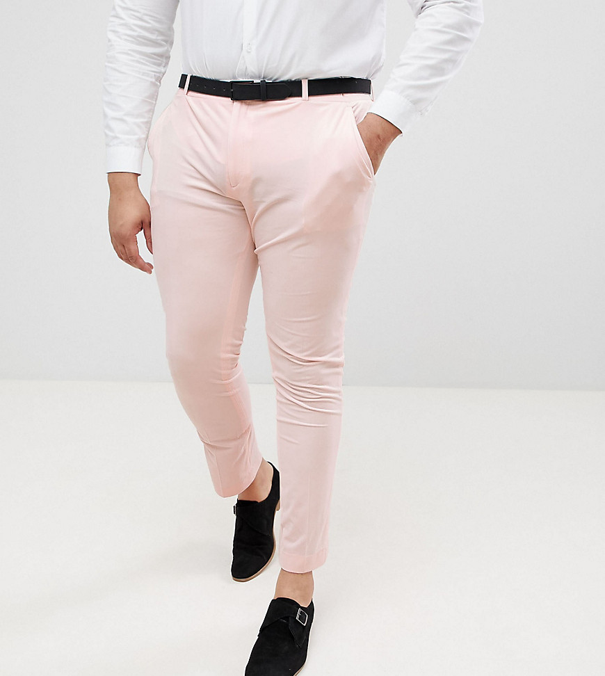 ASOS DESIGN PLUS - Pantaloni super skinny eleganti in velluto pesca-Rosa