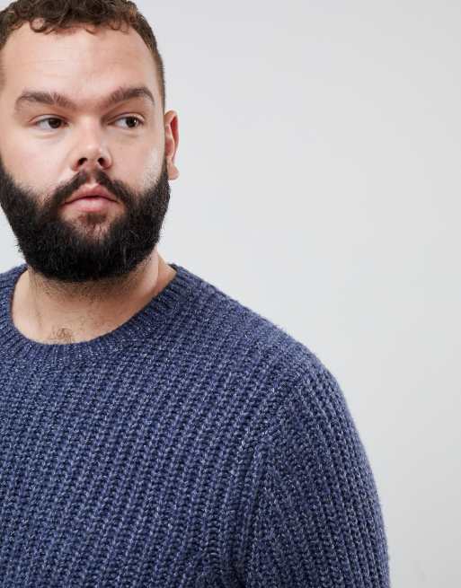 ASOS DESIGN Plus - Pull côtelé épais style pêcheur - Bleu marine, 3 de 4
