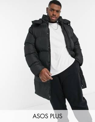 Asos design sustainable longline puffer jacket in discount black