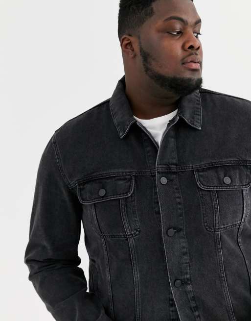 ASOS DESIGN Plus regular denim jacket in washed black