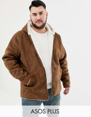 hooded faux shearling jacket