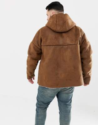 faux shearling jacket with hood