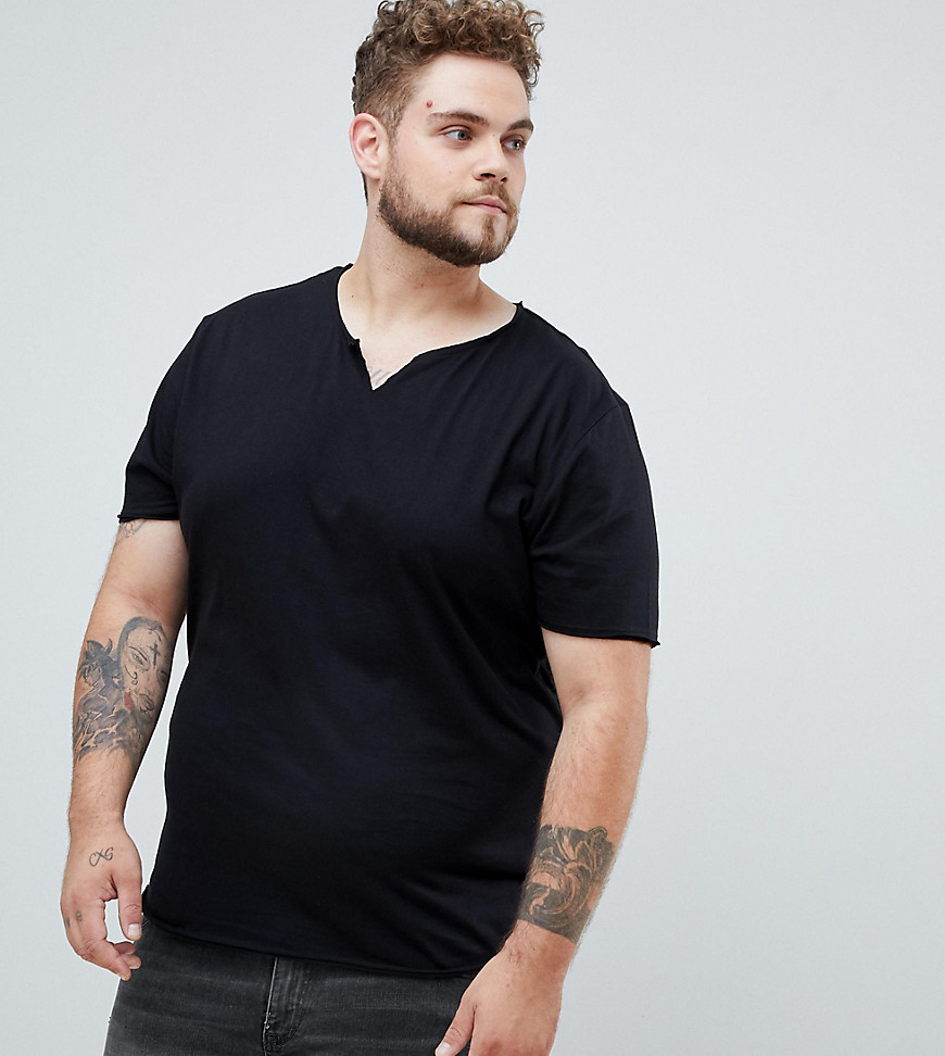 ASOS DESIGN - Plus - Ruimvallend t-shirt in zwart met ruwe halsopening
