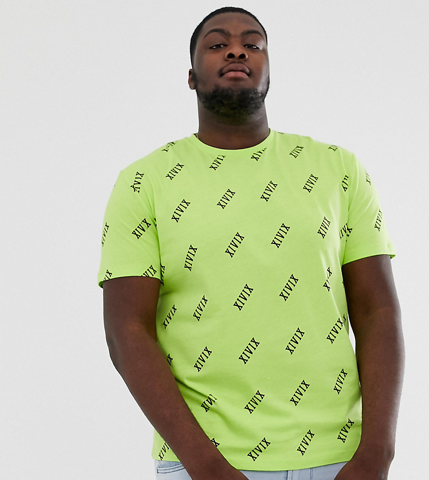 ASOS DESIGN Plus - Ruimvallend T-shirt met Romeinse nummerprint-Groen