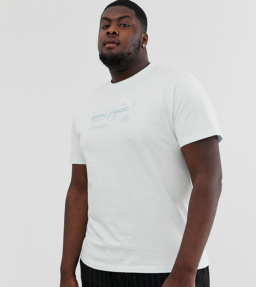 ASOS DESIGN Plus - Ruimvallend T-shirt met tekstprint op de borst-Blauw