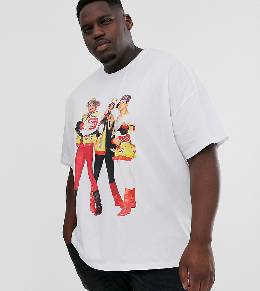 ASOS DESIGN Plus - Salt N Pepa - Oversized T-shirt met print op de voor- en achterkant-Wit