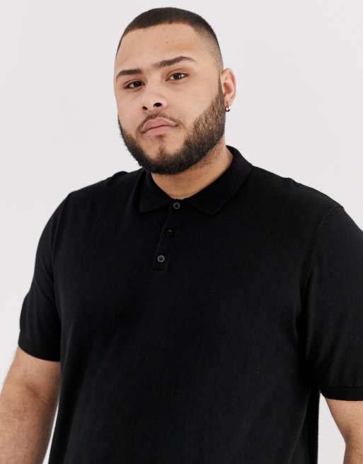 ASOS DESIGN Plus – Schwarzes Polohemd aus Wirkware in Muskelform, 3 von 4