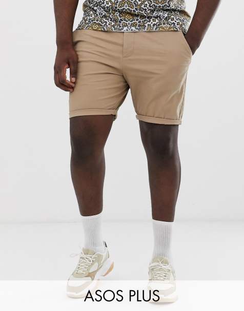 ASOS DESIGN - Plus - Skinny chinoshort in kiezelkleur