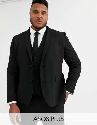 ASOS Design - Plus - Skinny colbert in zwart Zwart