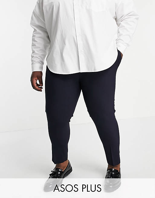ASOS DESIGN Plus skinny cropped smart trousers in navy