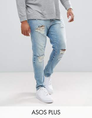 light blue wash ripped jeans mens