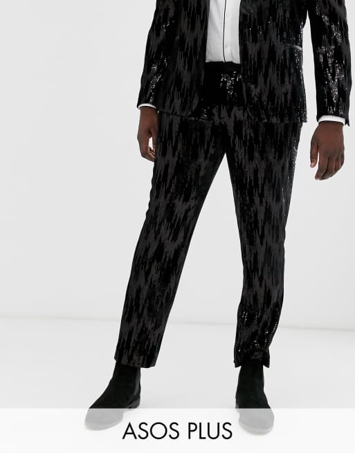 ASOS DESIGN Plus - Skinny kostuum van zwart fluweel met lovertjes, 3 van 3