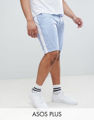 ASOS DESIGN - Plus - Skinny short in lichtblauw met witte zijstreep