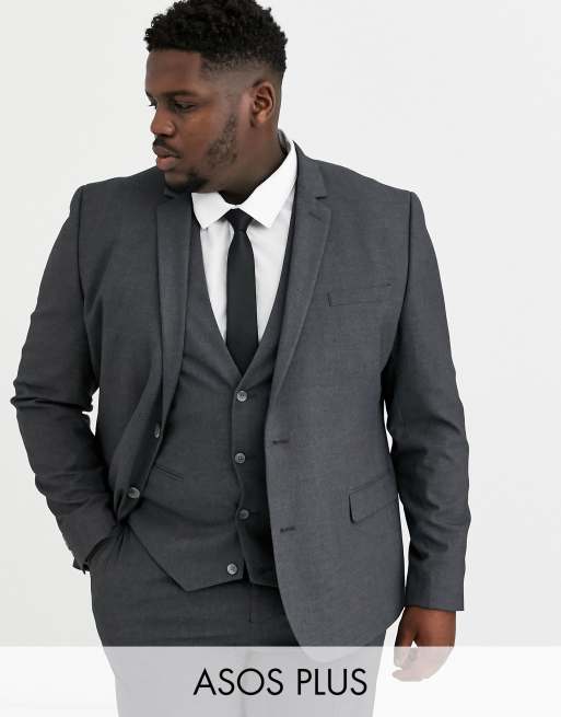 ASOS DESIGN Plus skinny suit jacket in charcoal ASOS