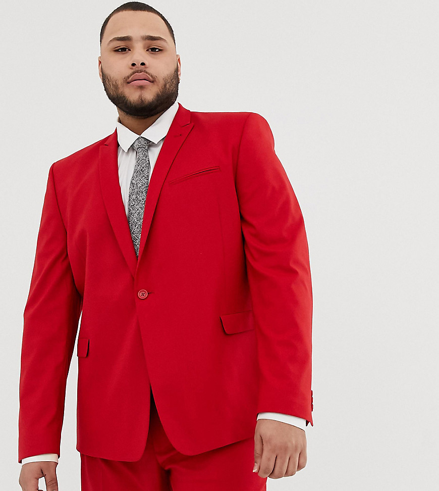 ASOS DESIGN Plus skinny suit jacket in red