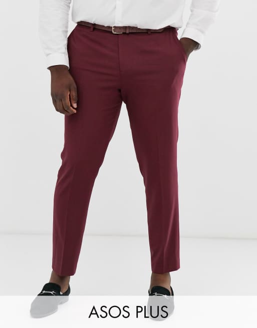 ASOS DESIGN Plus skinny suit in  burgundy, 3 of 3