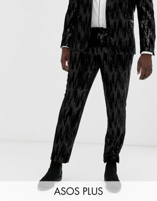 black sequin trouser suit
