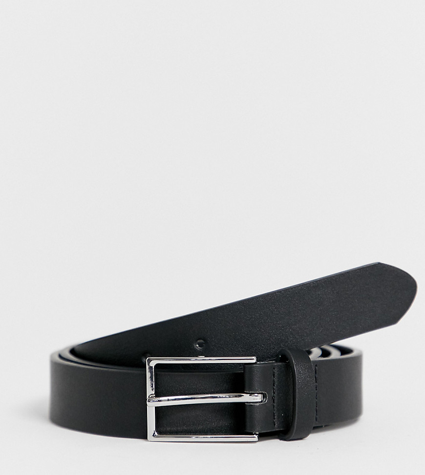 ASOS DESIGN Plus slim belt in black faux leather