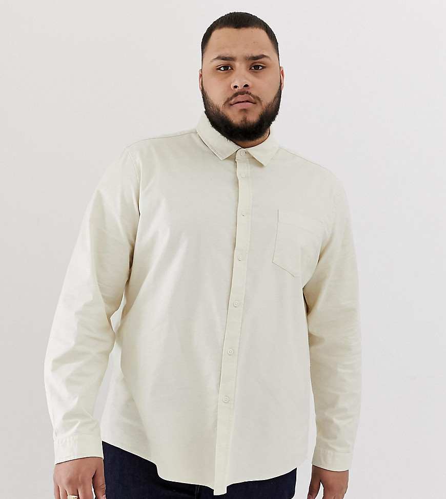 ASOS DESIGN Plus - Slim-fit casual Oxford overhemd in gebroken wit-Crème