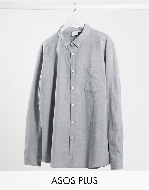 ASOS DESIGN Plus slim fit oxford shirt in charcoal