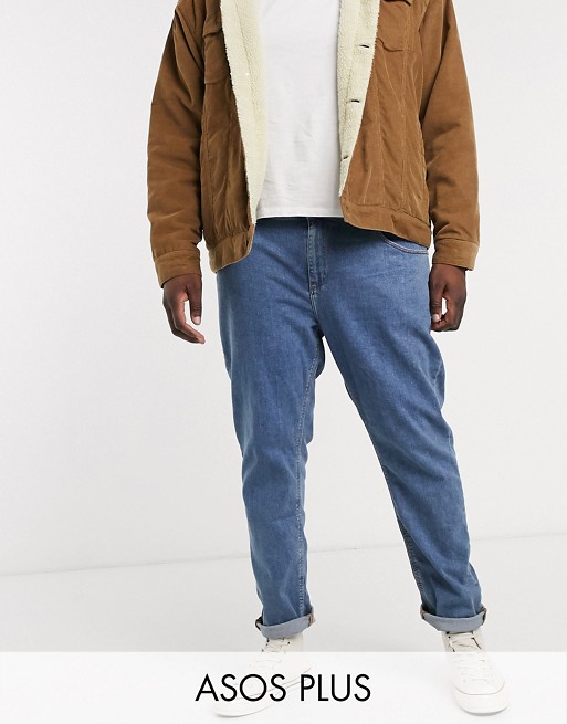 ASOS DESIGN Plus slim jeans in flat mid wash blue
