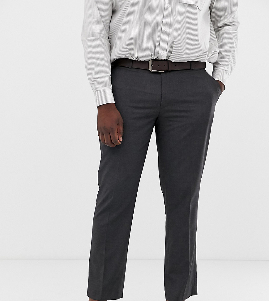 ASOS DESIGN Plus slim smart trousers in charcoal-Grey