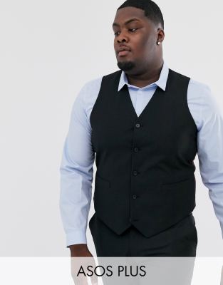 ASOS DESIGN Plus - Schmale Weste in Schwarz - Schwarz