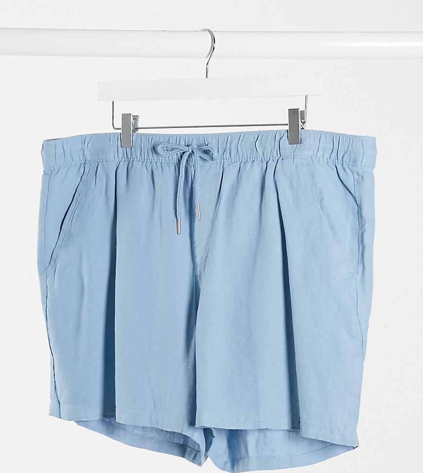 ASOS DESIGN - Plus - Smalle linnen shorts in blauw