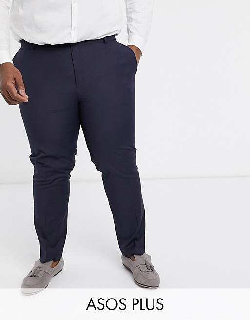 ASOS DESIGN Plus - Smalle pantalon in marineblauw