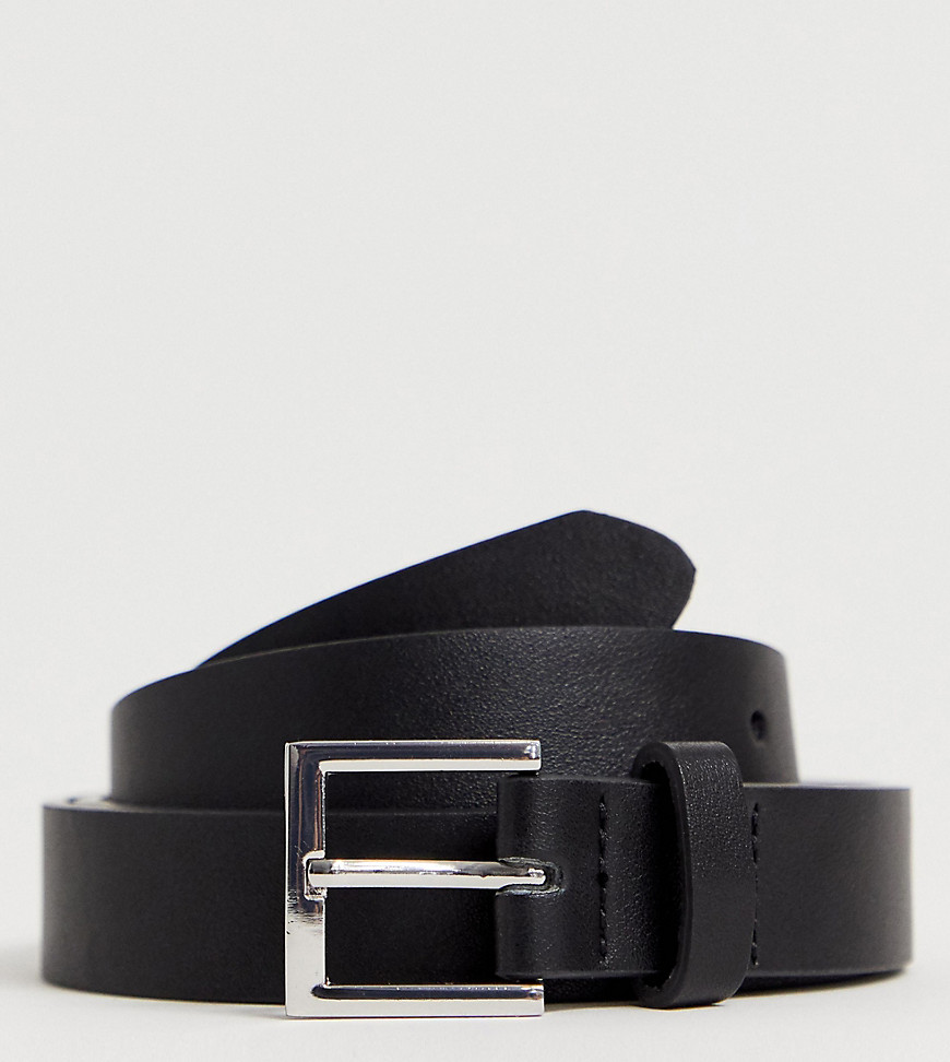 ASOS DESIGN Plus smart skinny belt in black faux leather
