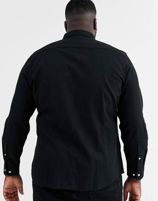 ASOS DESIGN Plus stretch slim denim shirt in black