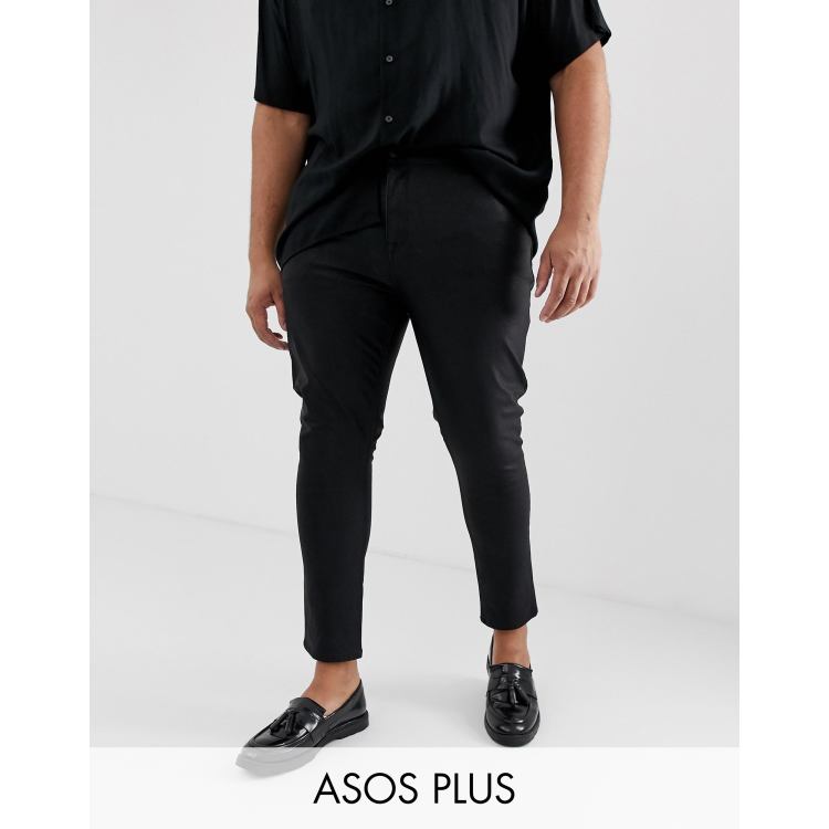 ASOS DESIGN Plus super skinny coated leather look jeans in black