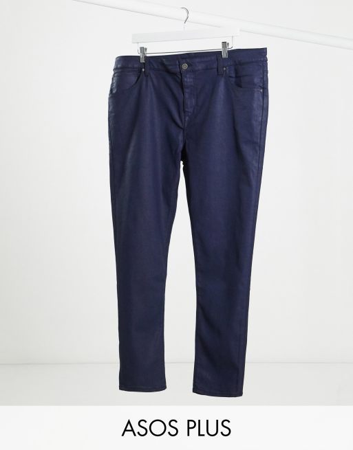 ASOS DESIGN Plus super skinny coated smart jeans in blue