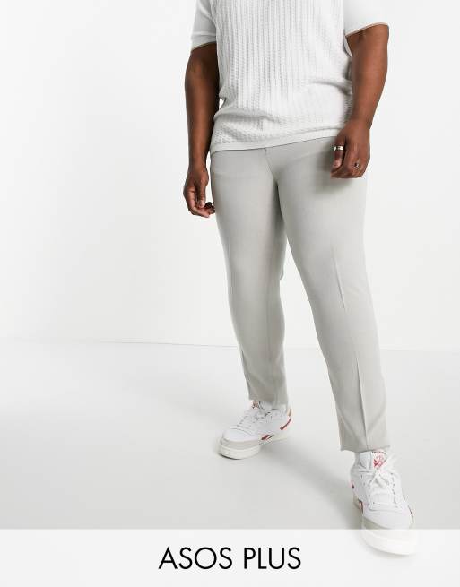 ASOS DESIGN Plus super skinny oxford smart pants in gray