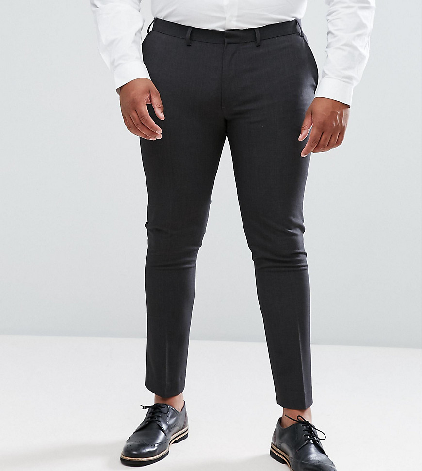 ASOS DESIGN Plus super skinny smart trousers in charcoal-Grey