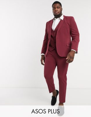 burgundy skinny suit