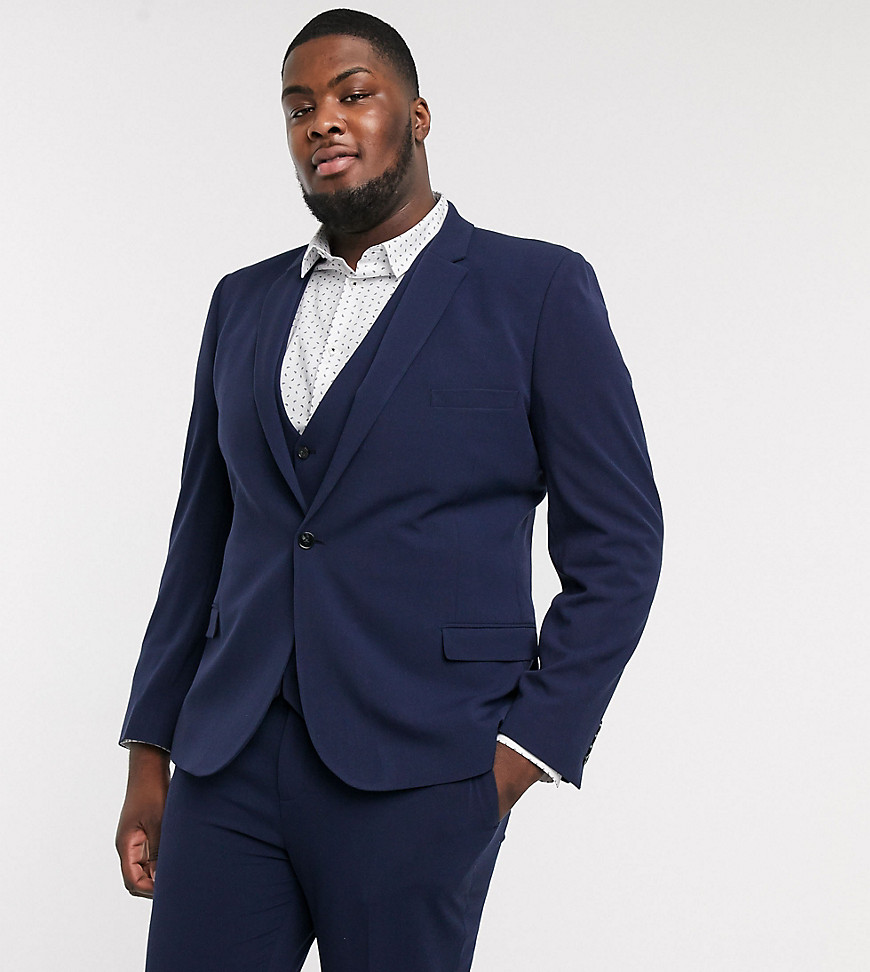 ASOS DESIGN Plus super skinny suit jacket in four way stretch in navy