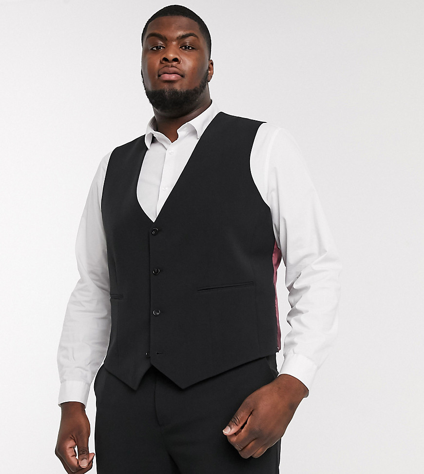 ASOS DESIGN Plus super skinny suit suit vest in four way stretch in black