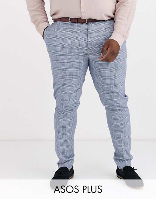 ASOS DESIGN Plus super skinny suit in dusky blue puppytooth check, 3 of 3