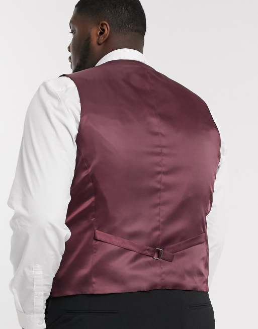 ASOS DESIGN Plus super skinny suit waistcoat in four way stretch in black, 2 of 4