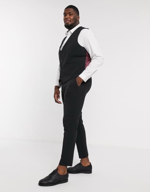 ASOS DESIGN Plus super skinny suit waistcoat in four way stretch in black, 4 of 4
