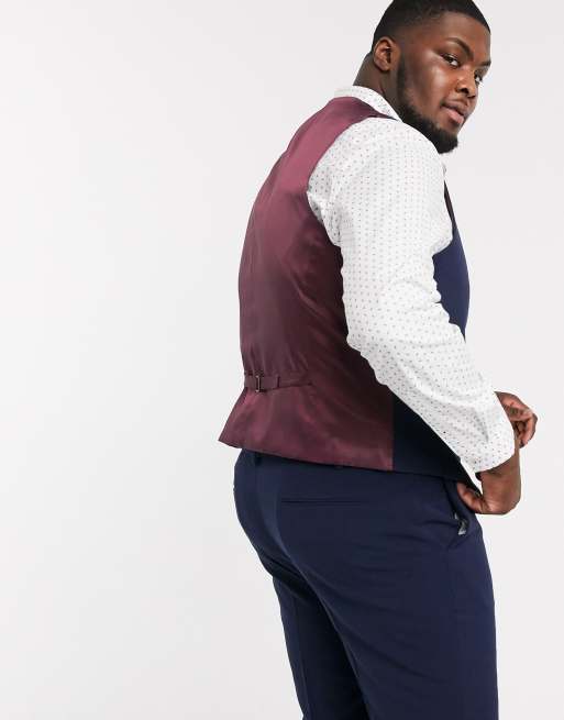ASOS DESIGN Plus super skinny suit waistcoat in four way stretch in navy, 2 of 4