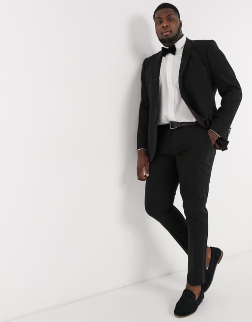 ASOS DESIGN Plus super skinny tuxedo suit jacket in black, 4 of 4