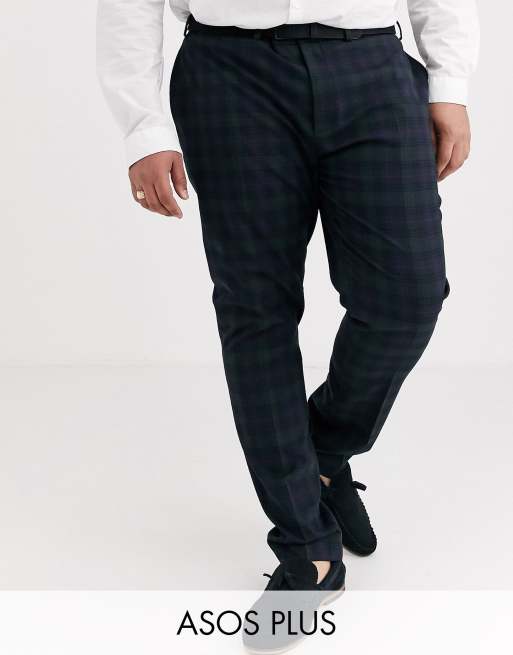 ASOS DESIGN Plus – Superenger Anzug in Schwarz und Marineblau mit Schottenkaromuster, 3 von 4
