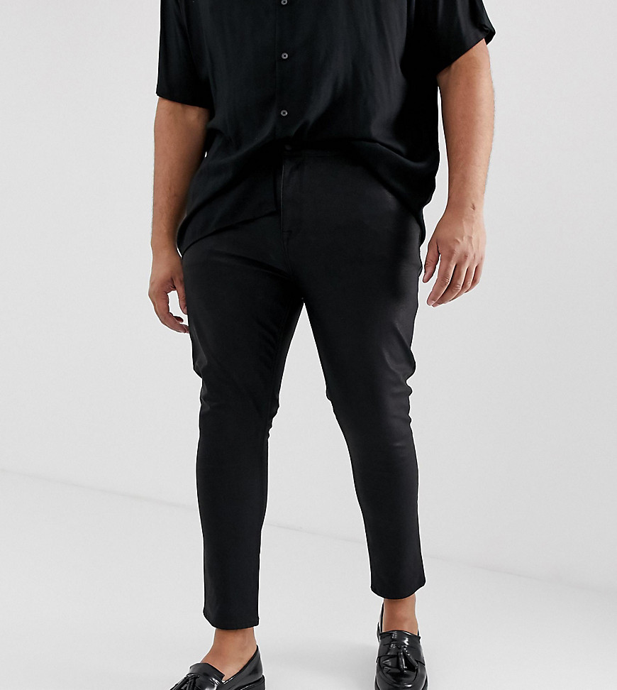 ASOS DESIGN Plus - Superskinny jeans met coating en leer-look in zwart