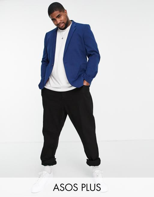 ASOS DESIGN Plus - Superskinny jersey blazer in marineblauw