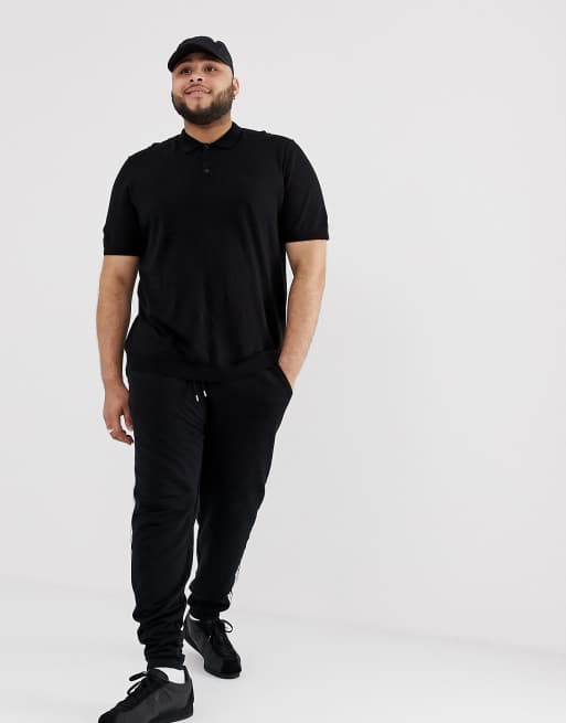 ASOS DESIGN - Plus - Svart stickad polotröja i muscle passform, 4 av 4