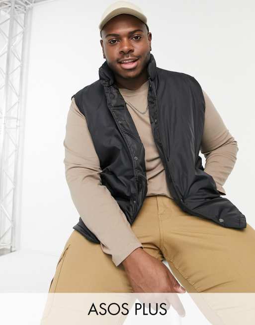 ASOS DESIGN Plus – Svart, vadderad väst